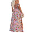 thumbnail image 4 of Femmes Boho Beach Dress Off Épaule Wrap Robe Manches Courtes Floral Ample Coupe Longue Robe Fendue, 4 of 6