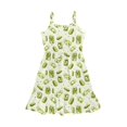 thumbnail image 6 of Uourmeti Green Pickles Print Girls Dress Summer Sleeveless Kids Sundress Cute Spaghetti Strap A Line Midi Swing Dress for Kids Special Occasion,3-14t, 6 of 7