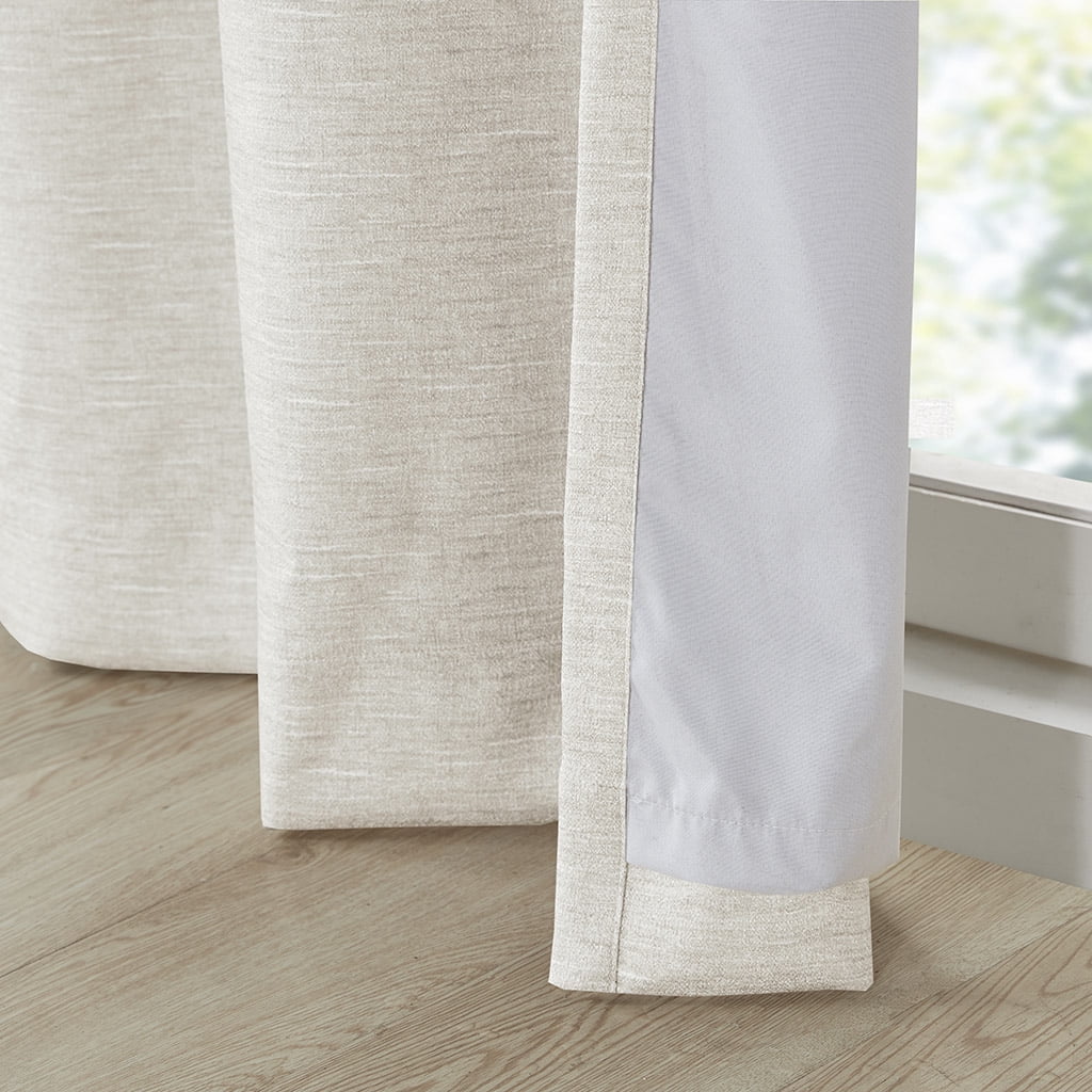 MAYEERTY 2 Pcs Tonal Printed Faux Silk Total Blackout Curtain Pair
