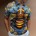 thumbnail image 2 of Watercolor Bumblebee Yellow Sunflowers Men Zipper T-shirt Summer Casual Short Sleeve T-shirt Top, 2 of 7