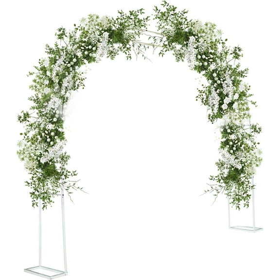 86.5in Metal Wedding Arches, Metal Garden Arch Trellis for Climbing Plants, Wedding Arch Frame for Ceremony Birthday Party Outdoor Indoor Celebration Decoration (White)