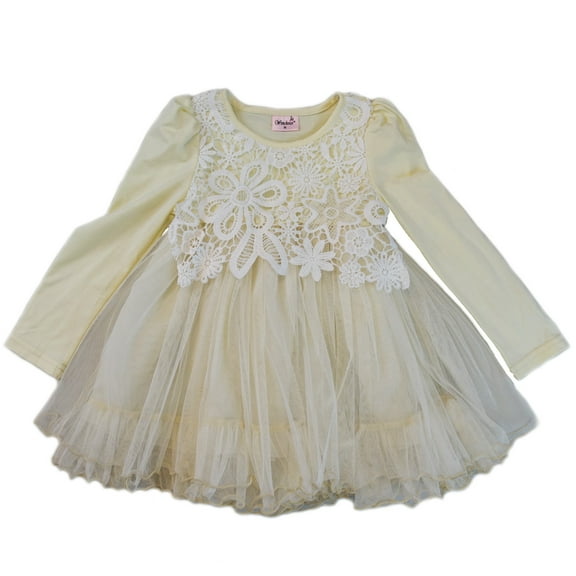 Wenchoice Ivory Lace Long-Sleeve A-Line Dress Girls M(3Y-4Y)