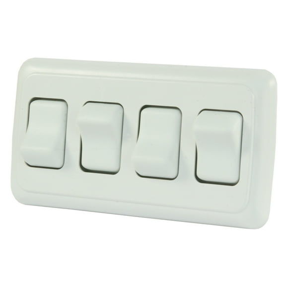 JR Products 12331 On/Off Switch with Bezel - Quad Switch, White