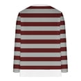 thumbnail image 3 of Ahdbta Womens Pullover Tops Long Sleeve Fake Two Pieces Fall Winter Sweatshirts Trendy Striped Print Casual Round Neck Tops, 3 of 4