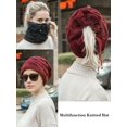 thumbnail image 4 of Gustave Winter Beanie Ponytail Messy Bun Beanie Tail Hat Knit Hats Loop Scarf with Drawstring "Red", 4 of 8