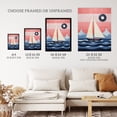 thumbnail image 3 of Setting Sail Sailboat in Mountain Coastal Landscape Geometric Coral Pink Blue Oil Painting Extra Large XL Wall Art Poster Print, 3 of 5