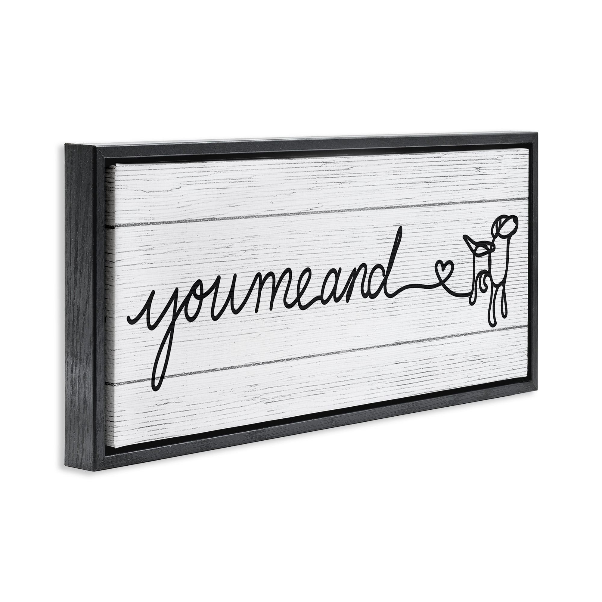 Stupell Industries Country You Me & Dog Typography Painting Black Floater Framed Canvas Art Print Wall Art, 25 x 11
