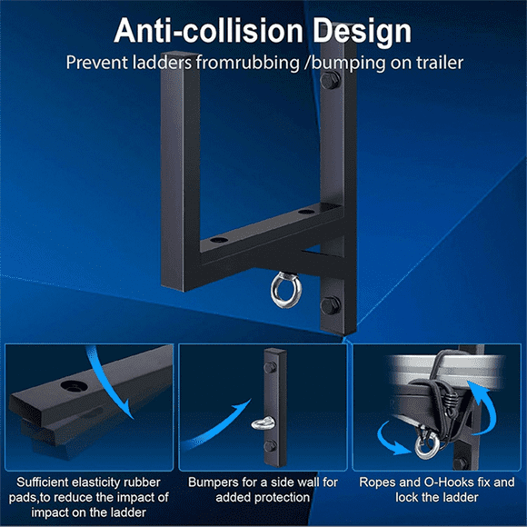 Ladder Rack for Trailer, 2 Racks Heavy Duty Steel Ladder Racks Side Mount Trailer Ladder Rack Fit for Enclosed Trailer