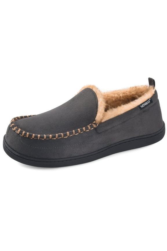 Men's Moccasin Slippers Fuzzy Indoor Outdoor House Shoes