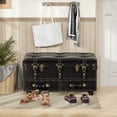 thumbnail image 3 of COZAYH Vintage Trunk Large Storage, Chest Cabinet with Latch Closure and Buckle for Bedroom Closet Home Organizer Decorative, Matte Black, 3 of 9