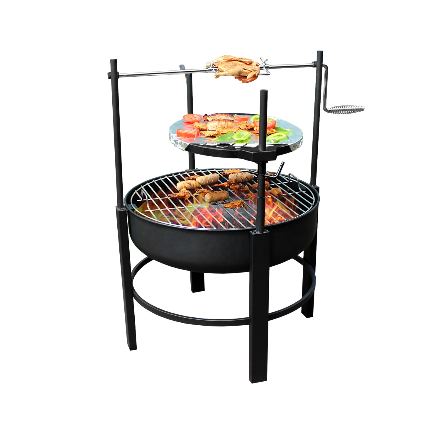 Aimee Lii Fire Pit with 2 Grill, Round Metal Wood Burning Firepit with Surrounding Removable Cooking Grill for Camping, Outdoor Heating, Bonfire, and Picnic Aimee Lii Fire Pit with 2 Grill, Round Metal Wood Burning Firepit with Surrounding Removable Cooking Grill for Camping, Outdoor Heating, Bonfire, and Picnic
