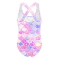 thumbnail image 5 of Shadoumai Girls Swimsuit One Piece Cutout Trim Wrap Tie Back Tankini Quick Drying Cute Printed Bathing Suit Swimwear with Cover Up Beach Skirt with Chest Pad, 5 of 5