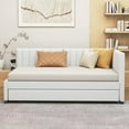 thumbnail image 3 of Harper & Bright Designs Upholstered Daybed with Trundle, Linen Twin Size Daybed Sofa Bed Frame for Living Room Bedroom, Beige, 3 of 13