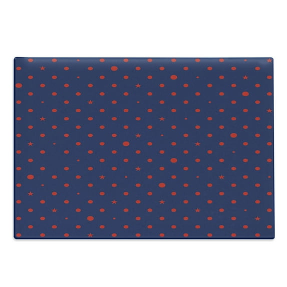 Dots Cutting Board, Polka Dots Star Background Retro Style Little Circles Illustration, Decorative Tempered Glass Cutting and Serving Board, Large Size, Indigo Vermilion, by Ambesonne