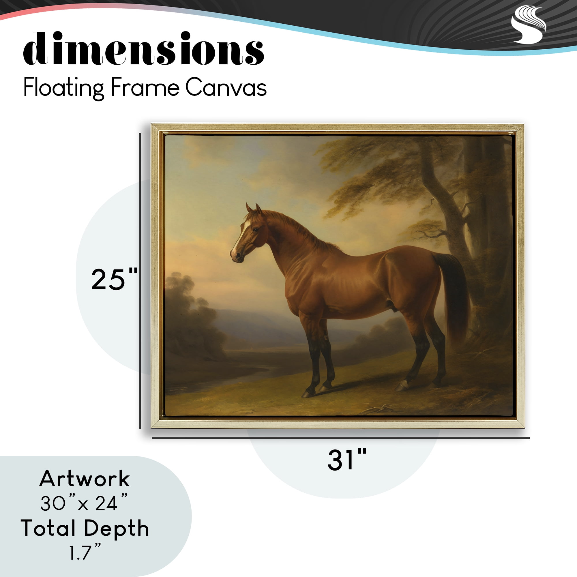 Stupell Industries Vintage Chestnut Horse Gold Framed Floater Canvas Wall Art, design by Creative Studio
