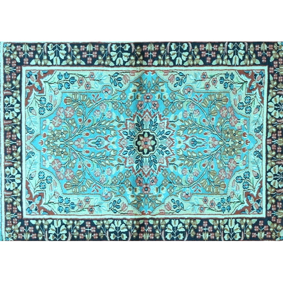 Ahgly Company Indoor Rectangle Persian Light Blue Traditional Area Rugs, 6' x 9'