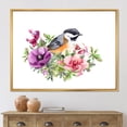 thumbnail image 2 of Designart 'Cute Bird In Purple and Pink Flowers' Traditional Framed Canvas Wall Art Print, 2 of 5