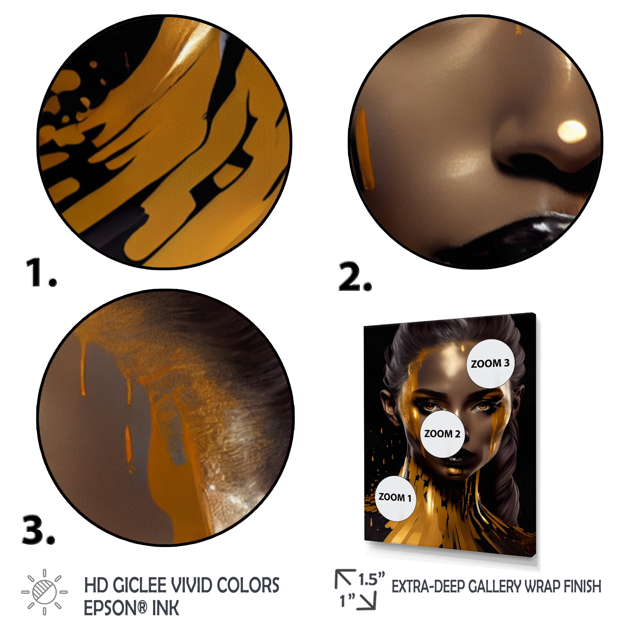 Designart Sensual Liquid Gold Woman IV Canvas Wall Art