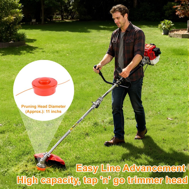 Floseru Gas Powe Weed Wacker, 52cc 2-Stroke Gas Weed Eater, 2 in 1 Backpack String/Grass Trimmer, 2.2KW/8500rpm High Power Brush Cutter, Multi-Functional Trimming Tool for Garden, Yard, Lawn