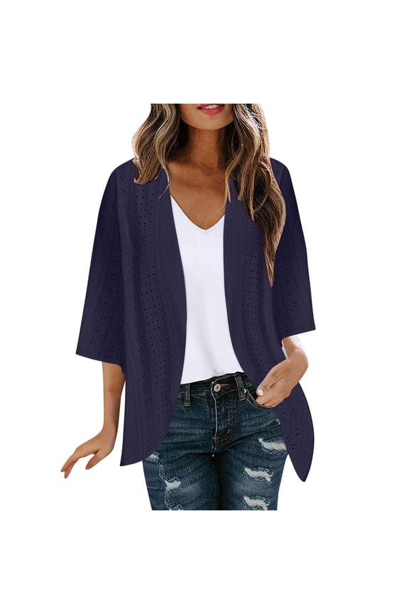 Light Cardigans for Women Summer Womens Plus Size Solid Color Kimono Cardigan Puff Sleeve Tops Oversize Loose Cover Ups Cardigans Black,2XL