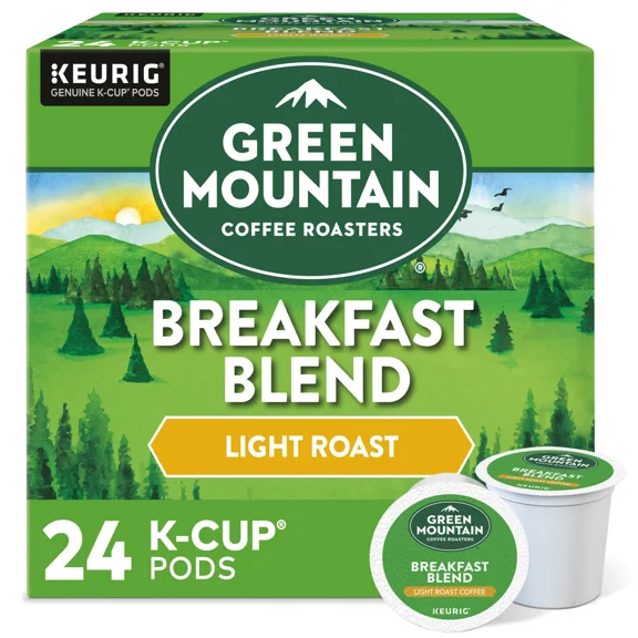 Green Mountain Coffee Breakfast Blend, 24 K-Cup Pod, Light Roast