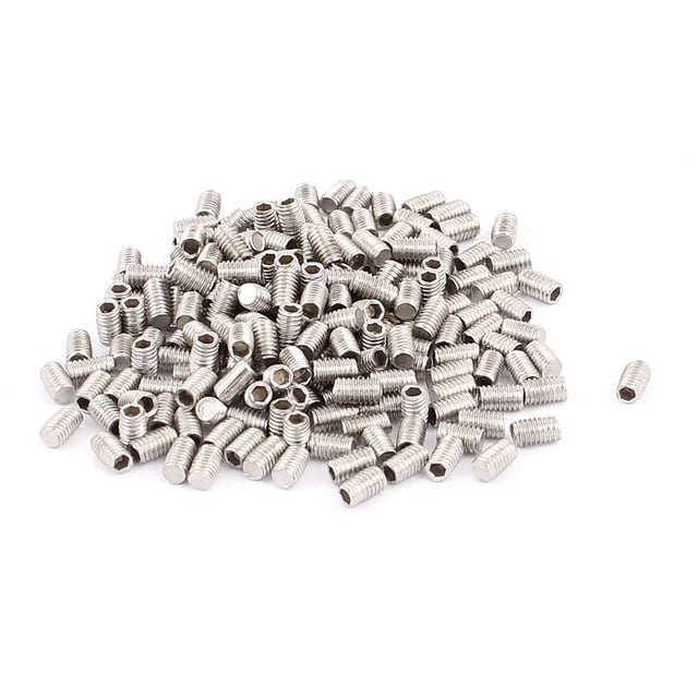 Unique Bargains 200pcs M3 Metric Thread Hex Socket Flat Point Grub Screw Set Screws