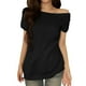thumbnail image 1 of Blusa de manga corta con hombros descubiertos para mujer - Camiseta informal de verano de color liso, 1 of 6