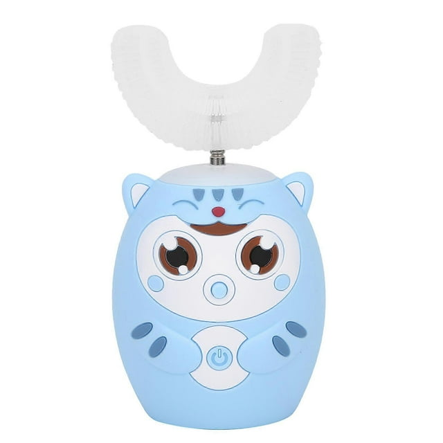 U Shaped Automatic Toothbrush Cartoon Ultrasonic Toothbrush Oral Cleaning Brush for KidsBlue