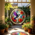 thumbnail image 6 of YangKa Floral Acrylic Puzzle Suncatcher,Purple Wing Hummingbird Round Window Hanging Ornament, All Season Light Catcher, Thoughtful Home Decor Gift, 6 of 8