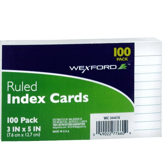 Wexford Ruled Index Cards 3 x 5 Inch 100.0ea