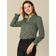 thumbnail image 3 of Blusa Estampado Floral Allegra K Cuello V Volante Fruncido Manga Volante Verde L, 3 of 6