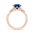 thumbnail image 2 of ANGARA Lab Grown 2.2 Ct Blue Sapphire Engagement Ring with Leaf Motifs for Women in 14K Rose Gold (Size-8mm) | September Birthstone, Anniversary, Jewelry Gift for Women | Lab-Grown Blue Sapphire Ring, 2 of 8