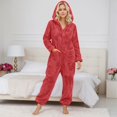 thumbnail image 2 of UJNDER Women's Fuzzy Hoodie Jumpsuit Pajamas Long Sleeve Romper Warm Winter Pajamas for Women Red M, 2 of 5