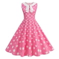 thumbnail image 2 of VBVC Women's 1950s Polka Dot Midi Dress,Ladies Bow Tie Swing Dress,Sleeveless Party Dress For Women,Pink,S-2XL, 2 of 6