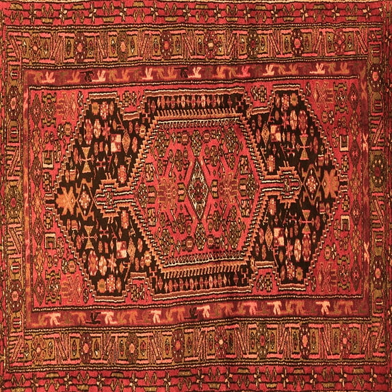 Ahgly Company Indoor Square Persian Orange Traditional Area Rugs, 5' Square