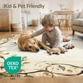 thumbnail image 4 of ODIKA 6'x9' Washable Area Rug Easy Care, Non-Shedding, Carpetas Vintage Tan Botanical Vine Scroll Faded Decorative Para for Queen Size Bedroom Under Bed Master Suite, 4 of 7