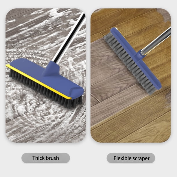 Brosse à Joints Long Manche Brosse Nettoyage 2-en-1 Long Manche 137 Cm - Brosse Joints Rigide + Raclette, Pivotante 180°, Idéal Douche, Carrelage, Sol