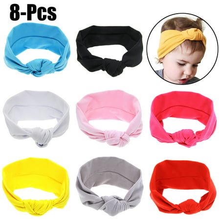 8PCS Headbands for Girls,Justdolife Babys Hairband Elastic Solid Color Knot Baby Headband Infant Headwrap for Toddler (Best Elastic For Baby Headbands)