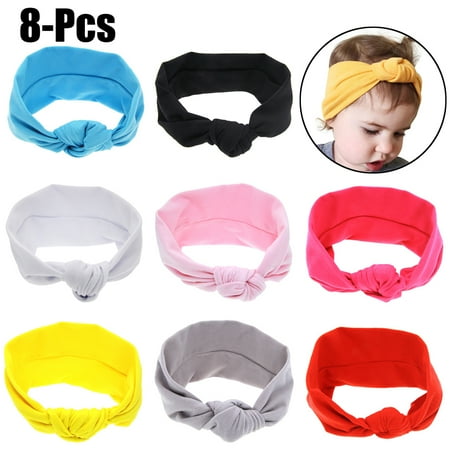 Georgia Headband - 8PCS Headbands for Girls,Justdolife Babys Hairband Elastic Solid Color Knot Baby Headband Infant Headwrap for Toddler Girl
