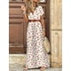 thumbnail image 3 of Vestido maxi largo floral de manga corta para mujer, vestido casual de noche de fiesta boho para mujer, ropa de mujer, 3 of 4