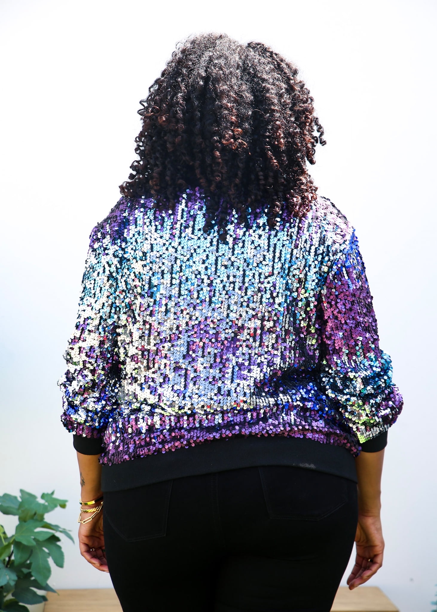 Girl's Mermaid Scales Holographic Sequin Bomber Jacket