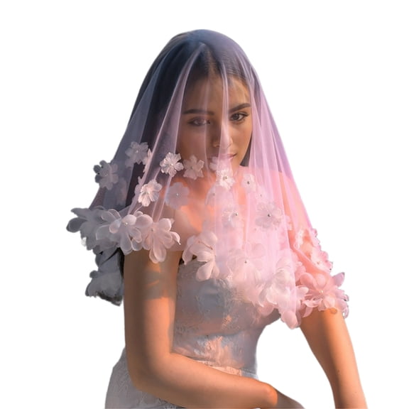 ZPAQI Bride White Tulles with Pearl Girl Tulles with Flower Applique Wedding Tiaras