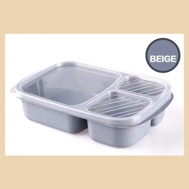 Fiambrera Bento portátil separada para niños, lonchera para la escuela, a prueba de fugas, con 3 compartimentos de plástico para preparar comidas en microondas