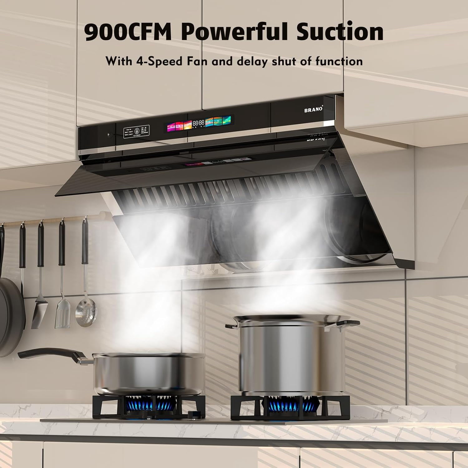 Under Cabinet Range Hood 36 inch,Range Hood 900 CFM with Voice/Gesture Sensing/Touch Control Panel