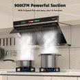 thumbnail image 3 of 30 inch Under Cabinet Range Hood, 900 CFM Kitchen Hood with Voice/Gesture/Touch Control,Ducted/Ductless Convertible Stainless Steel Range Hood, 4 Speed Exhaust Fan,Adjustable Lights, 3 of 9