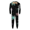 thumbnail image 6 of Oksale Family Christmas Hoodie Onesie Sleepwear Matching Sets Snowflake Cute Printing Jumpsuit Pajamas Super Soft Zipper loungewear for Couple Gift for Dad Black S, 6 of 7