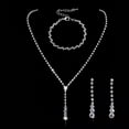 thumbnail image 2 of Sdmnsg-T Sparkled Jewelry Set for Women Silver Rhinestone Necklace Teardrop Dangle Earrings Bracelet for Bride Bridesmaid Crystal Bridal Prom Costume Jewelry Accessories for Wedding Party, 2 of 34