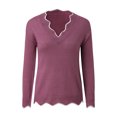 thumbnail image 3 of YUNAFFT Women's Fashion Sweater Clearance, Women's Fashion Casual Long Sleeve Stripe V-neck Knitted Sweater Tops, 3 of 9