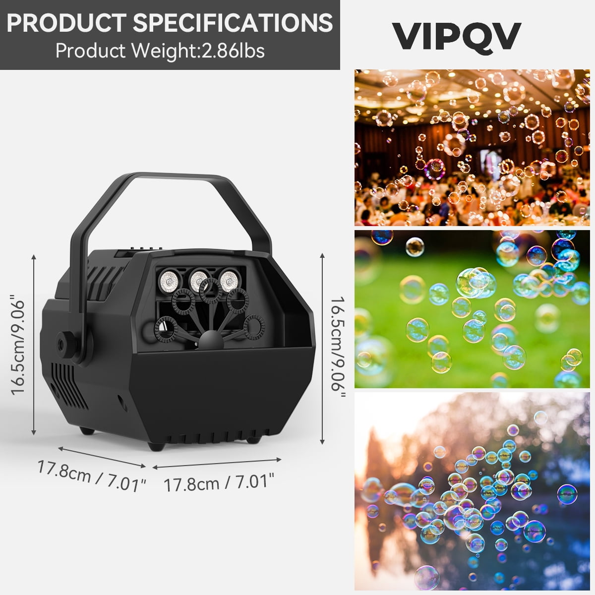 VIPQV Upgraded Bubble Machine, 15W Stage Effect Machine, Automatic Bubble Blower for Party, Wedding and Birthday