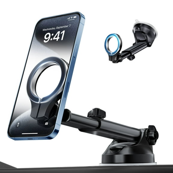 pop-tech for MagSafe Car Mount, Magnetic Car Phone Holder with Ultra Suction Cup, Strong Magnets Cell Phone Holder for Your Car Dashboard Windshield Fit for iPhone 16 Pro Max 15 14 13 12 Series